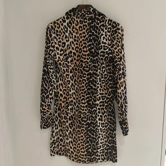 Women's Ganni Shirt Dress Leopard Print - Picture 8 of 9